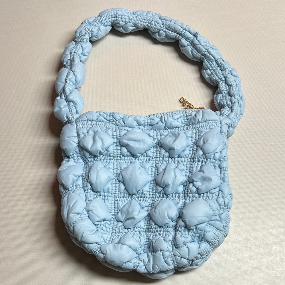 Carlyn Light Blue Quilted Shoulder Bag